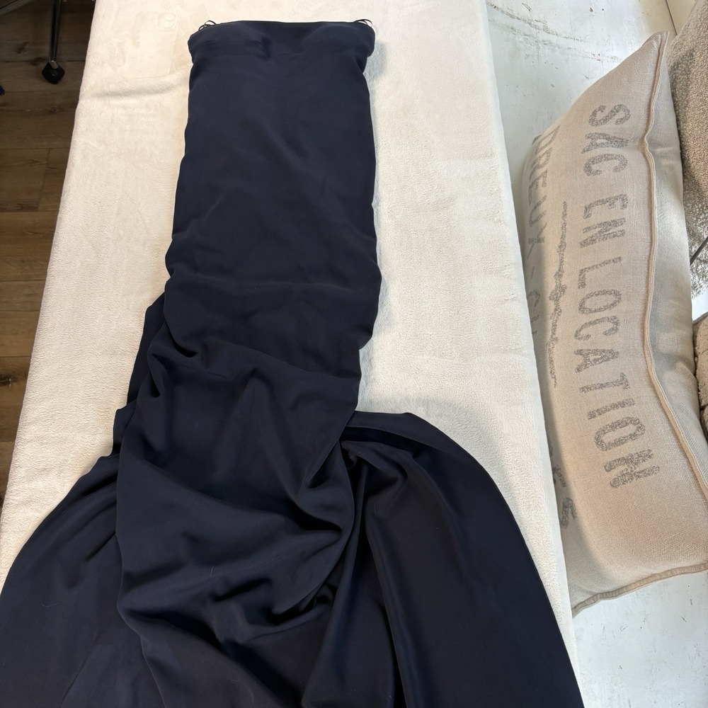 AIDA Strapless Mermaid Gown Navy Ruffle Back Bodycon Formal Dress Size 6 Est - Picture 4 of 13